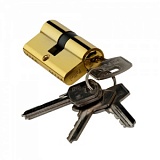 Цилиндр ключевой, ключ-ключ, 60 мм, 5 ключей, золото