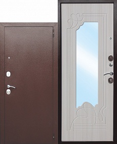 Входная металлическая дверь Ferroni с зеркалом Ампир Белый ясень