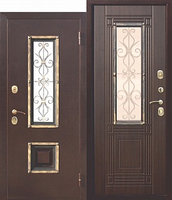 Металлическая дверь Ferroni со стеклопакетом Венеция Венге