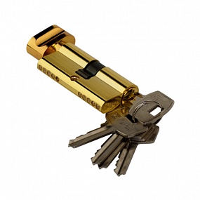 Цилиндр ключевой, ключ-барашек, 60 мм, 5 ключей, золото