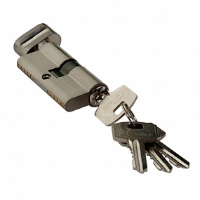Цилиндр ключевой, ключ-барашек, 60 мм, 5 ключей, матовый никель