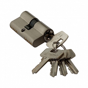 Цилиндр ключевой, ключ-ключ, 60 мм, 5 ключей, матовый никель