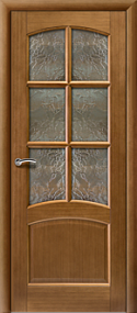 Межкомнатная дверь Эллада "Афродита" дуб тон №2 с решеткой дельта бронза